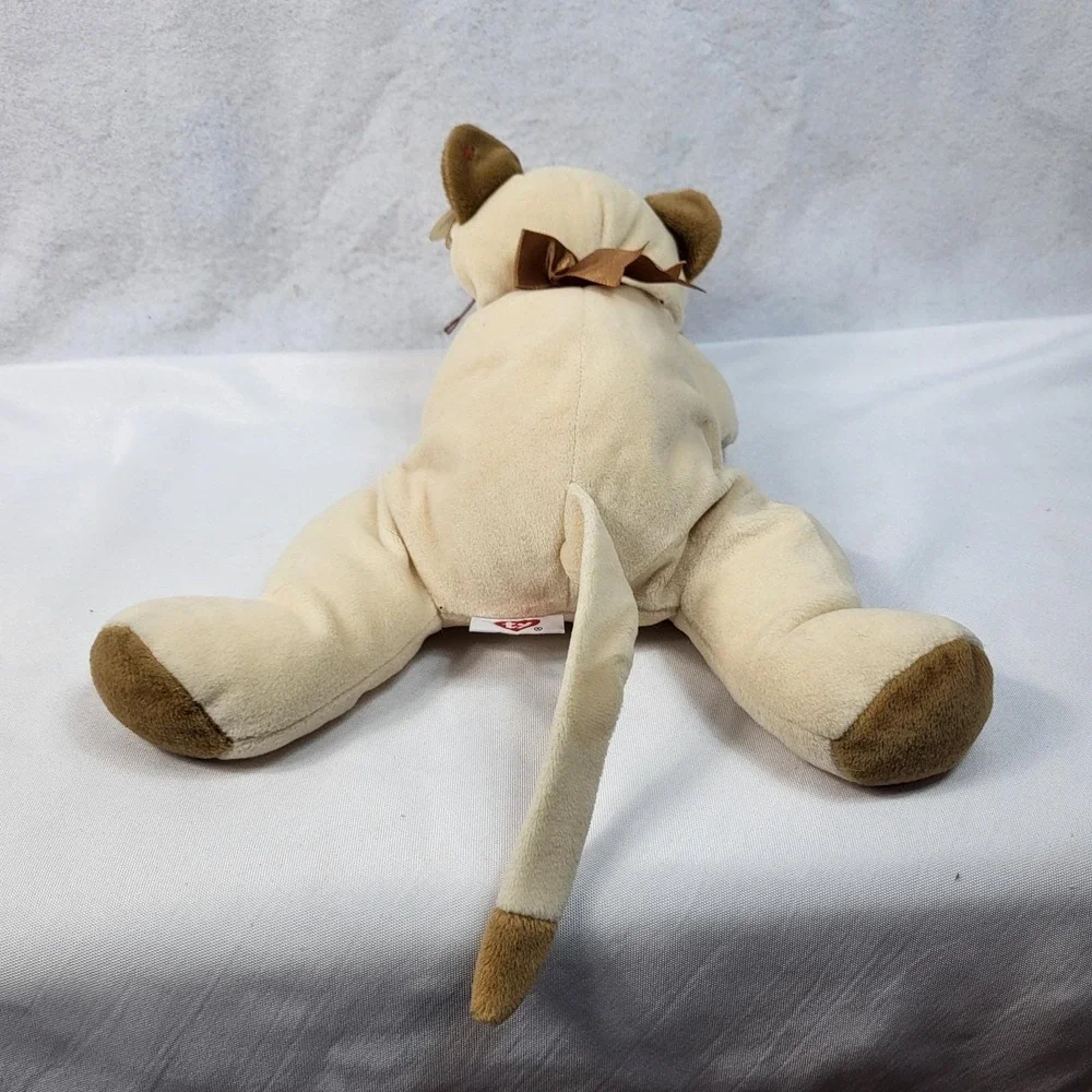 Ty Pillow Pals Beanie Buddy Meow Siamese Cat Plush Blue Eyes Tag VTG 1996
